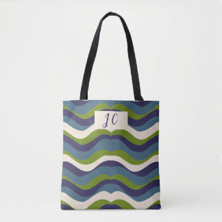 Mit Monogramm L Wavy Retro Streifen,