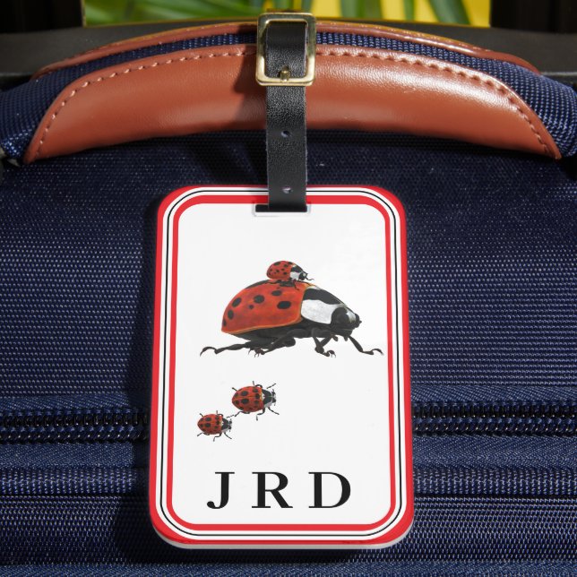Mit Monogramm Ladybug-Fragezeichen Gepäckanhänger (Vorderseite Insitu 2)