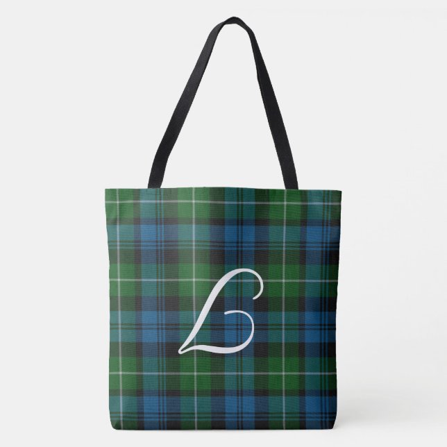 Mit Monogramm Lamont Tartan Kariert Tote Bag (Vorderseite)
