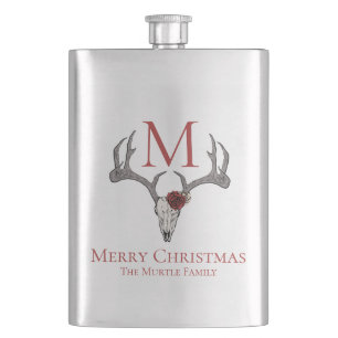 Mit Monogramm Land Weihnachten Hirschschädel und R Flachmann