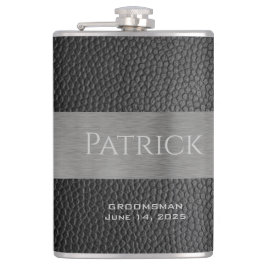 Mit Monogramm Lasche aus Leder und Metall Flachmann