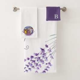Mit Monogramm Lavendel-Handtuch-Set Badhandtuch Set