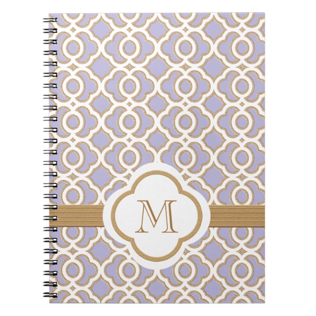 Mit Monogramm Lavendel-und Goldmarokkaner Notizblock (Vorderseite)