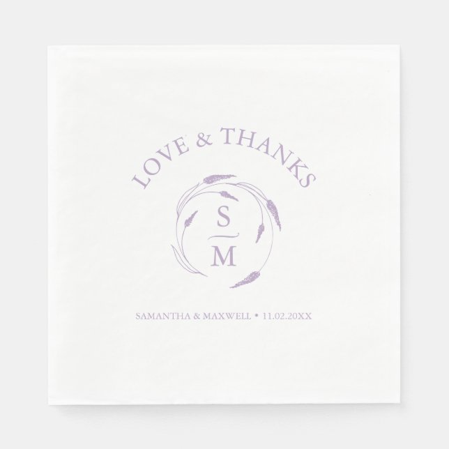 Mit Monogramm Lavender Wedding Napkins Serviette (Vorderseite)