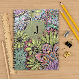 Mit Monogramm lebendige florale Kreativität Notizblock