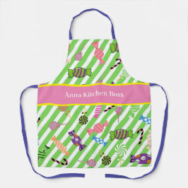 Mit Monogramm, lebendiges Süßmuster Grün Rosa Schürze