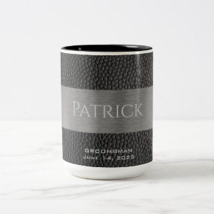 Mit Monogramm Leder- und Metallbearbeitung Zweifarbige Tasse