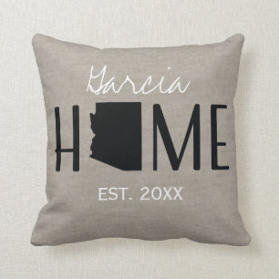 Mit Monogramm Leinwand-Zuhause-Staat Arizona Kissen