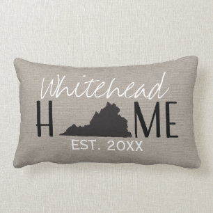 Mit Monogramm Leinwand-Zuhause-Staat Virginia   Lendenkissen