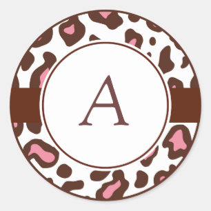 Mit Monogramm Leopard-Aufkleber Runder Aufkleber