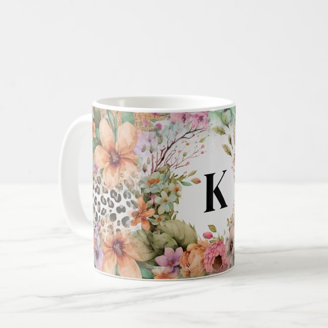 Mit Monogramm Leopard Kaffeetasse (Vorderseite Links)