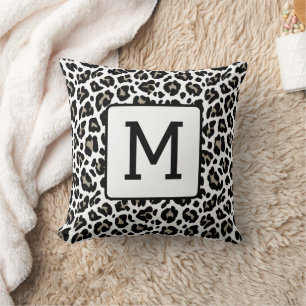 Mit Monogramm Leopard Schwarzweiß Kissen