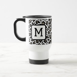 Mit Monogramm Leopard Schwarzweiß Reisebecher