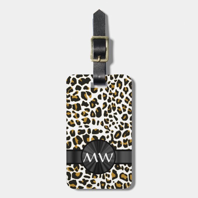 Mit Monogramm Leoparddruck Gepäckanhänger (Vorderseite vertikal)
