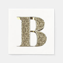 Mit Monogramm Letter Initial B Gold Glitzern Elega