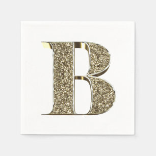 Mit Monogramm Letter Initial B Gold Glitzern Elega Serviette