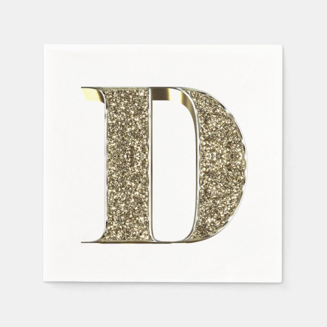 Mit Monogramm Letter Initial D Gold Glitzern Elega Serviette (Vorderseite)