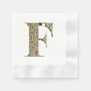 Mit Monogramm Letter Initial F Gold Glitzern Elega Serviette