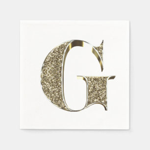 Mit Monogramm Letter Initial G Gold Glitzern Elega Serviette