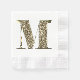 Mit Monogramm Letter Initial M Gold Glitzern Elega Serviette