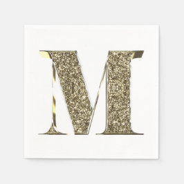 Mit Monogramm Letter Initial M Gold Glitzern Elega Serviette