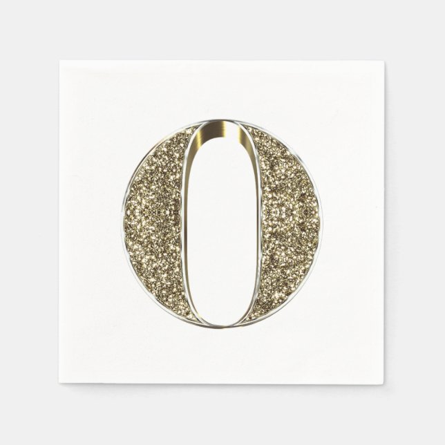 Mit Monogramm Letter Initial O Gold Glitzern Elega Serviette (Vorderseite)