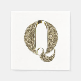 Mit Monogramm Letter Initial Q Gold Glitzern Elega Serviette