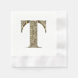 Mit Monogramm Letter Initial T Gold Glitzern Elega Serviette