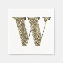 Mit Monogramm Letter Initial W Gold Glitzern Elega Serviette