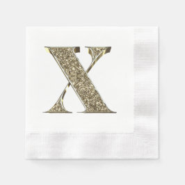 Mit Monogramm Letter Initial X Gold Glitzern Elega Serviette