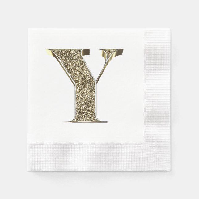 Mit Monogramm Letter Initial Y Gold Glitzern Elega Serviette (Vorderseite)