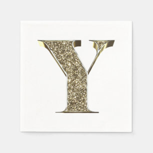 Mit Monogramm Letter Initial Y Gold Glitzern Elega Serviette