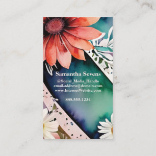 Mit Monogramm Letter S Simple Choral Floral Waterc Visitenkarte