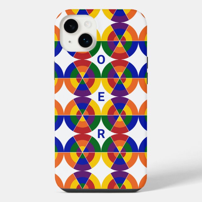 Mit Monogramm LGBT Pride Geometric Rainbow-Muster iPhone Hülle (Rückseite)