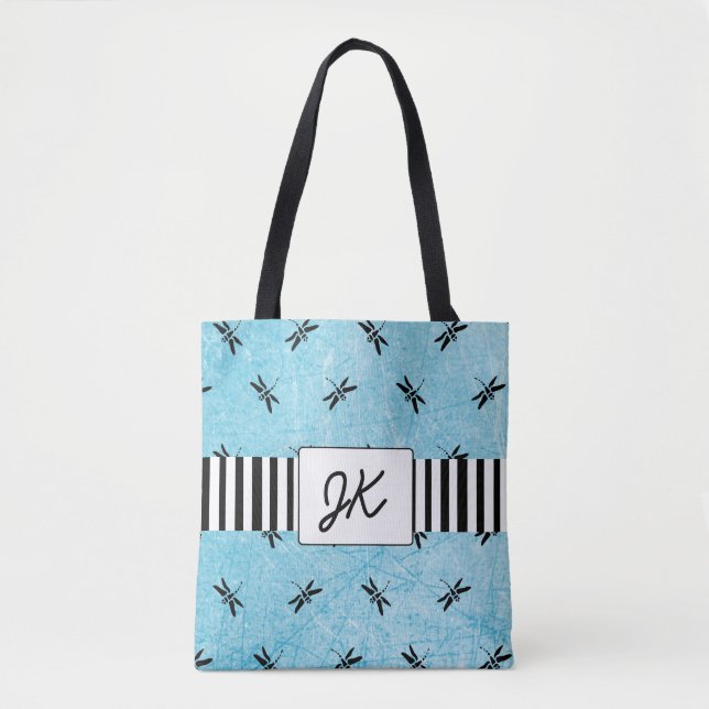 Mit Monogramm Libellen-schwarze und blaue (Vorderseite)