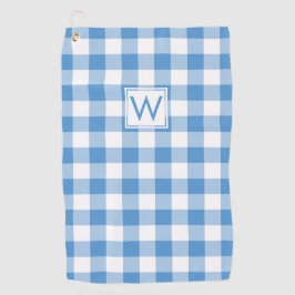 Mit Monogramm Light Blue White Gingham Kariertes M Golfhandtuch