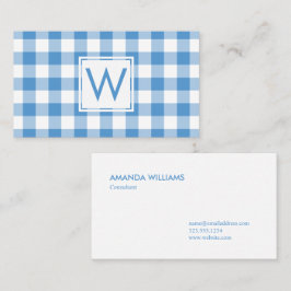 Mit Monogramm Light Blue White Gingham Kariertes M Visitenkarte