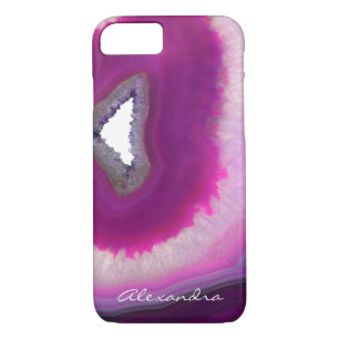 Mit Monogramm lila Achat Geode Edelstein Case-Mate iPhone Hülle
