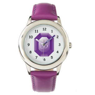 Mit Monogramm lila Amethyst-Edelsteine-Uhr Armbanduhr
