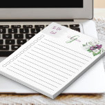 Mit Monogramm, Lila Aquarellblume aufzulisten Notizblock<br><div class="desc">Personalisieren Sie dieses hübsche Notizblock mit Ihrem Monogramm. Die Vorlage ist für Sie Set, um Ihren Namen und Initial (aber Sie können jeden Bereich leer verlassen, wenn Sie es vorziehen, nur einen oder den anderen). Dieses feminine Aquarell-Blumendesign hat hübsche lila und weiße Blume mit weichem grün-grauem Blattwerk. Das Notizblock ist...</div>