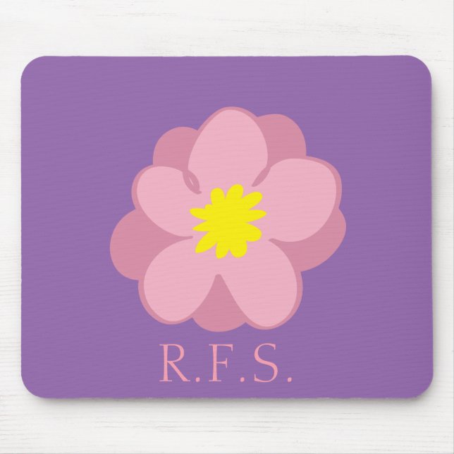 Mit Monogramm lila Blume Mousepad (Vorne)