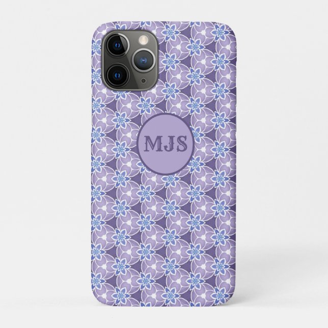 Mit Monogramm Lila Blumenmuster Case-Mate iPhone Hülle (Rückseite)