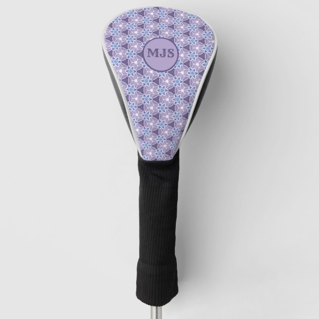 Mit Monogramm Lila Blumenmuster Golf Headcover (Vorderseite)