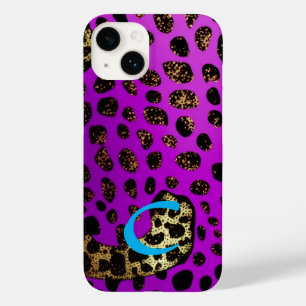 Mit Monogramm Lila Cheetah Leopard Glitzer Case-Mate iPhone 14 Hülle