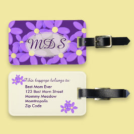 Mit Monogramm Lila Daisy Floral Luggage Tag Gepäckanhänger