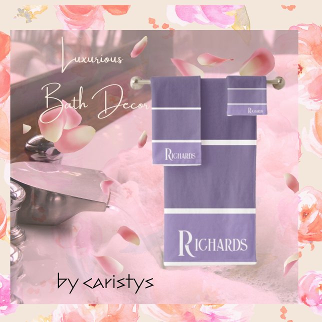 Mit Monogramm Lila Farbtöne mit Weiß Badhandtuch Set (Von Creator hochgeladen)