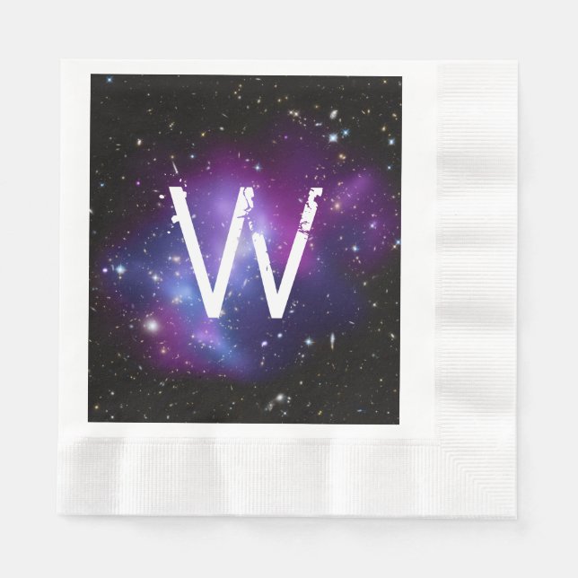 Mit Monogramm Lila Galaxiecluster Serviette (Vorderseite)