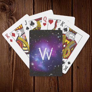 Mit Monogramm Lila Galaxiecluster Spielkarten