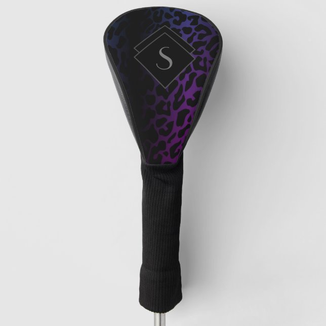 Mit Monogramm Lila Leopardendruck Golf Headcover (Vorderseite)