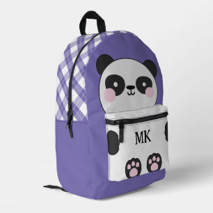 Mit Monogramm Lila Niedliche Panda-Kinder Bedruckter Rucksack
